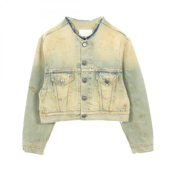 Maison Margiela Distressed Cut-off Cropped Denim Jacket #36 cotton Blue Used