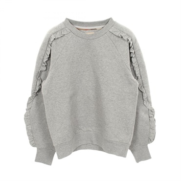 BURBERRY Frill Sweatshirt Long sleeved Top cotton polyester Gray Used size M