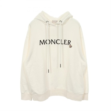 MONCLER Icon Patch Logo Embroidery Hoodie Sweatshirt cotton White Used size L