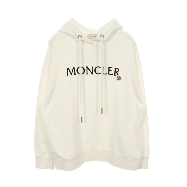 MONCLER Icon Patch Logo Embroidery Hoodie Sweatshirt cotton White Used size L