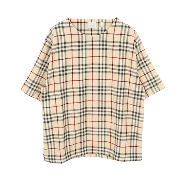 BURBERRY Nova Check Short Sleeved Top Shirt cotton Beige Multicolor Used size XS