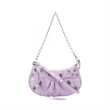 BALENCIAGA LE CAGOLE MINI BB Shoulder Handbag leather Purple Used Women