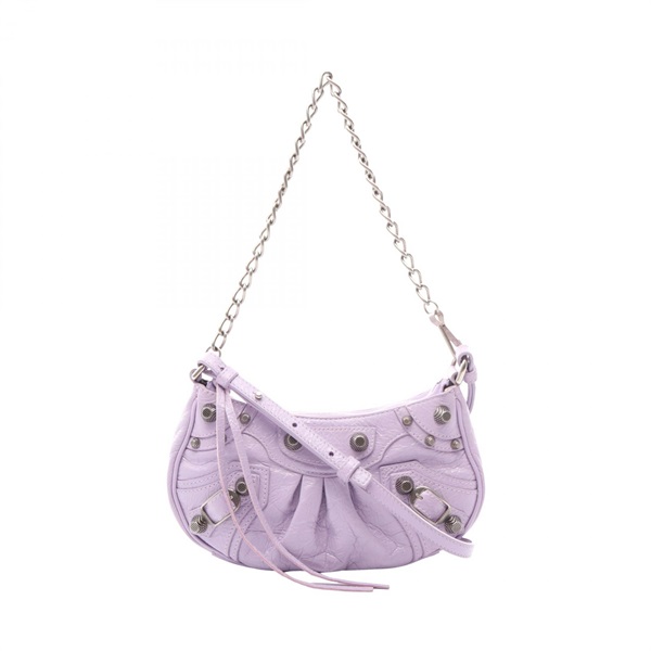 BALENCIAGA LE CAGOLE MINI BB Shoulder Handbag leather Purple Used Women