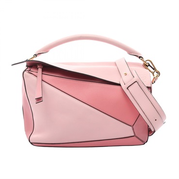 LOEWE Puzzle Medium Shoulder Crossbody Handbag leather Pink Used Women