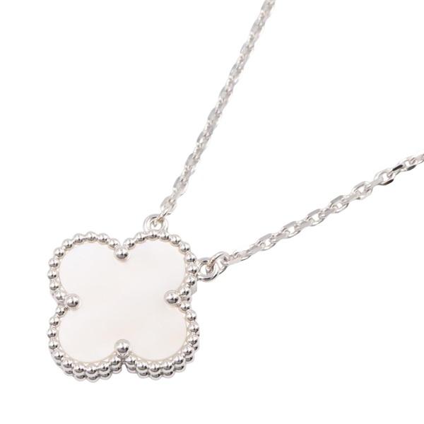 Van Cleef & Arpels Vintage Alhambra Mother of Pearl Necklace 18KWG Used Women