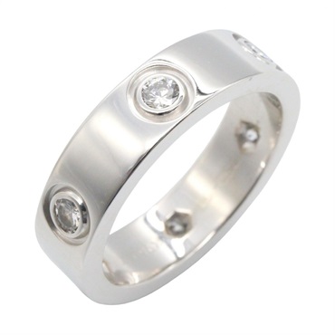 CARTIER Love Ring 6P Diamond 18KWG White Gold Used women US size 5.75 #51