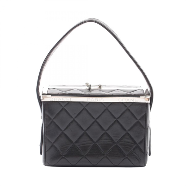 CHANEL Matelasse Handbag Lambskin leather Black Used Women SHW