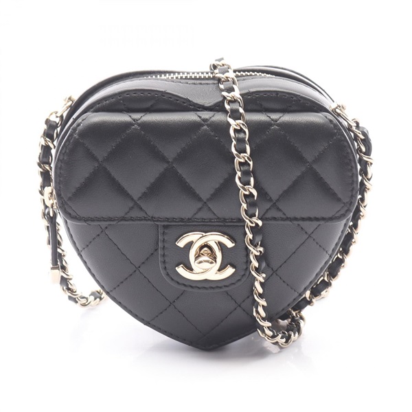 CHANEL Heart Chain Clutch Matelasse Shoulder crossbody Bag AP2784 Lambskin SHW