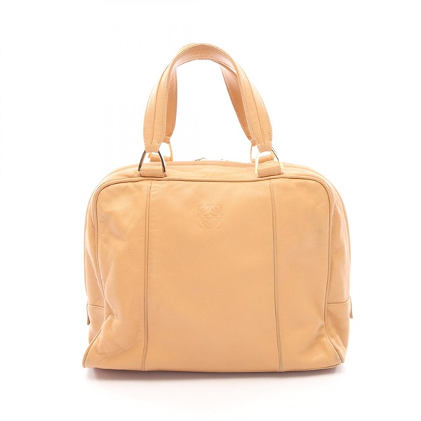 LOEWE Anagram Zippered Handbag Handbag leather Beige Used Women