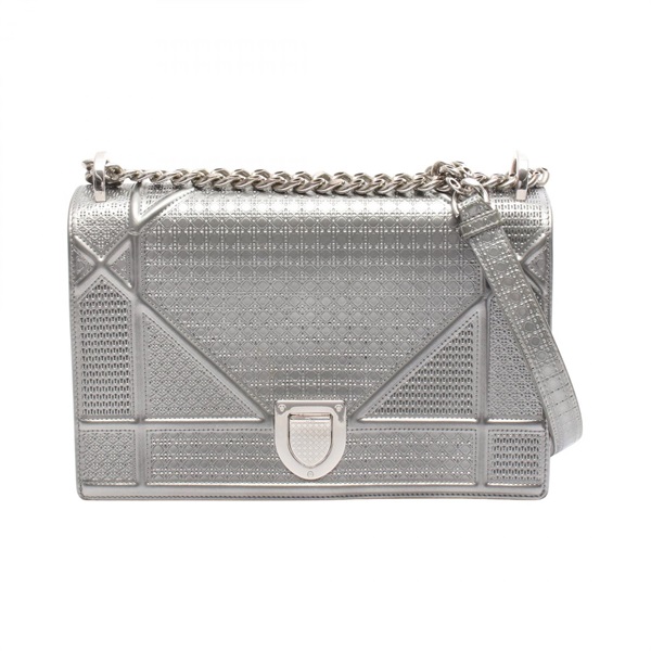 Christian Dior DIORAMA Chain Shoulder Handbag leather Silver SHW Used Women