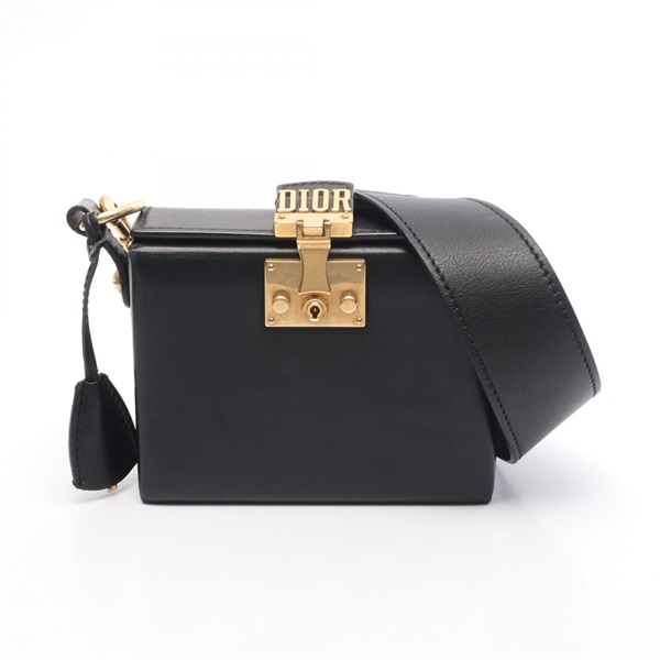 Christian Dior Addict Small Box Shoulder Crossbody Bag leather Black Used Women