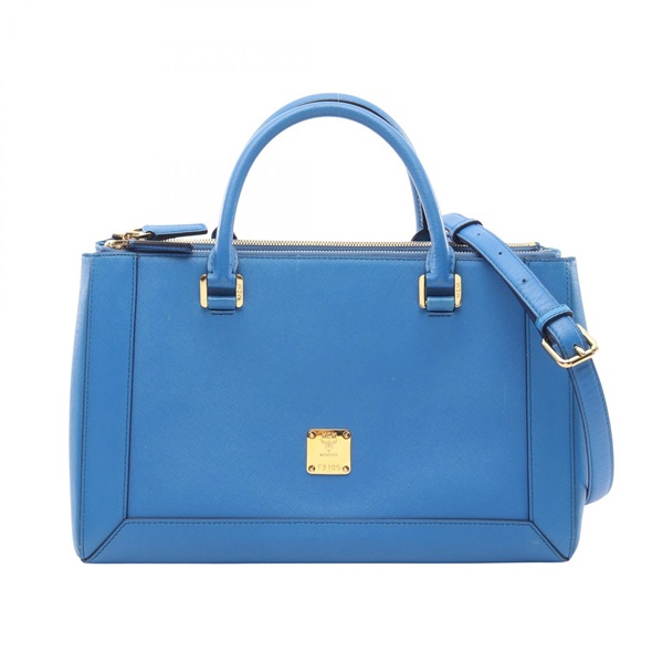MCM shoulder crossbody Handbag leather Blue Used Women