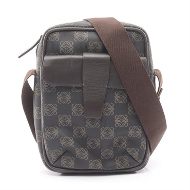 LOEWE Repeat anagram Shoulder crossbody Bag canvas leather Brown Used Women