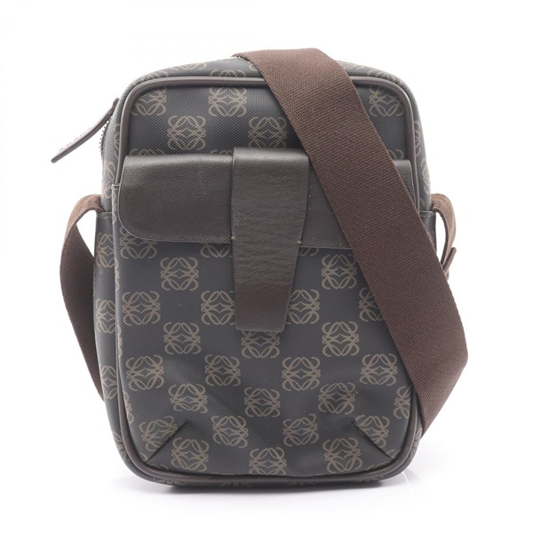 LOEWE Repeat anagram Shoulder crossbody Bag canvas leather Brown Used Women