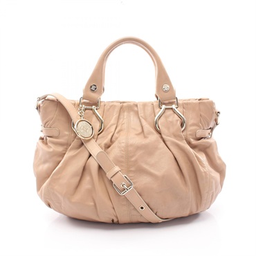 CELINE Pillow small 2way Shoulder Handbag leather Beige Used Women