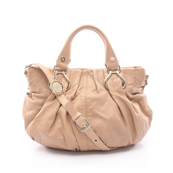 CELINE Pillow small 2way Shoulder Handbag leather Beige Used Women