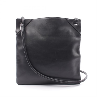 BOTTEGA VENETA Crossbody Shoulder Bag leather Black Used Women