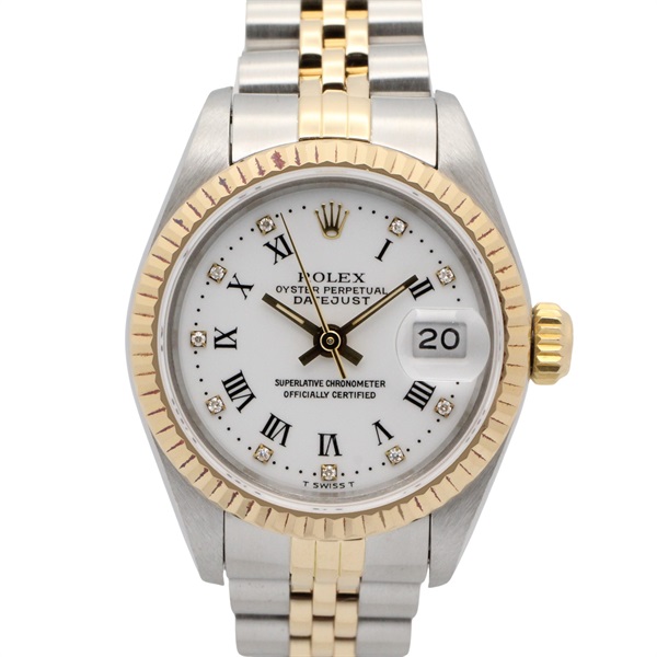 ROLEX Datejust 10 Diamond Number 96 Wrist Watch 69173G Auto 18KYG SS Used Women