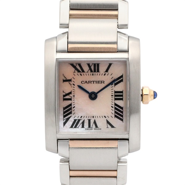 CARTIER Tank francaise SM Wrist Watch W51027Q4 Quartz 18KPG Gold SS Used Women