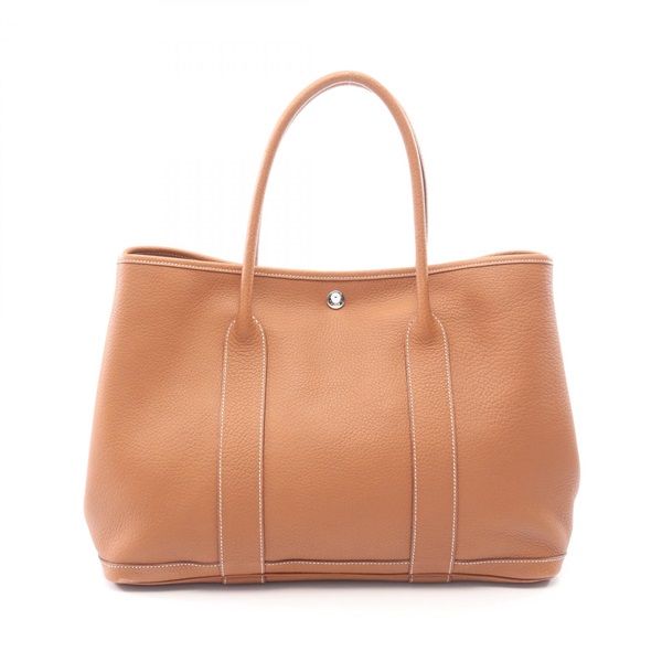HERMES Garden party PM Tote Bag L Negonda leather Gold Used SHW