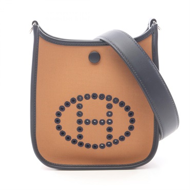 HERMES Neo Evelyne TPM Shoulder Bag W Swift leather Toile officier Dune SHW