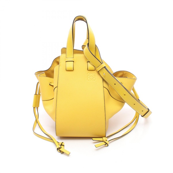 LOEWE Hammock Small Drawstring wide-opening Shoulder Handbag leather Yellow Used