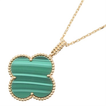 Van Cleef & Arpels Magic Alhambra Malachite Necklace Pendant 18KYG Used Women