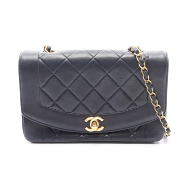 CHANEL Matelasse Diana Flap chain Shoulder hand Bag A01164 Lambskin Navy GHW