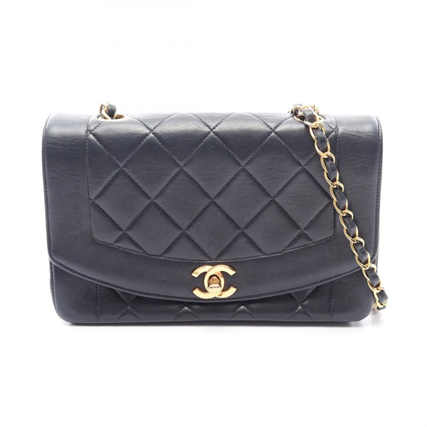 CHANEL Matelasse Diana Flap chain Shoulder hand Bag A01164 Lambskin Navy GHW