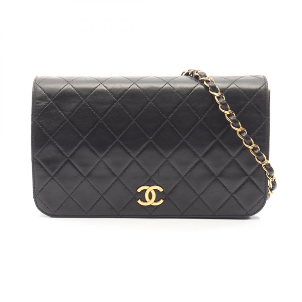 CHANEL Matelasse Full Flap Push Lock Chain Shoulder Handbag leather BK GHW Used