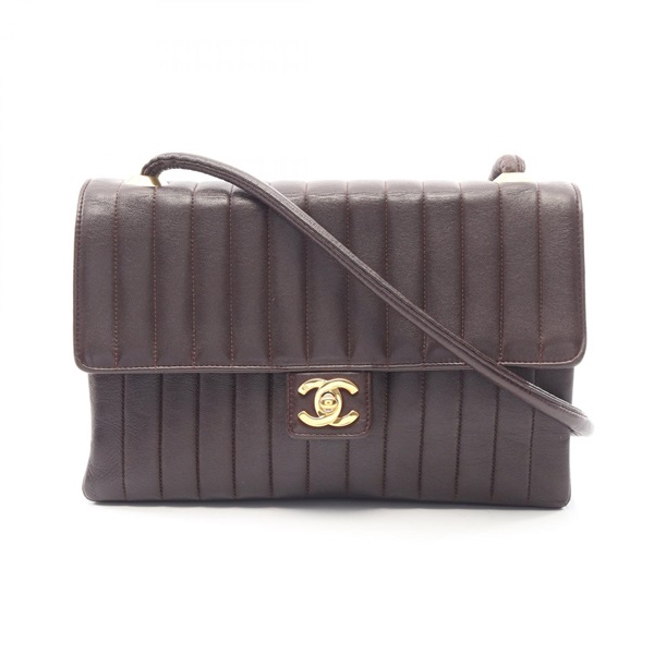 CHANEL Mademoiselle Chain Shoulder Crossbody Bag Lamb leather Bordeaux GHW Used