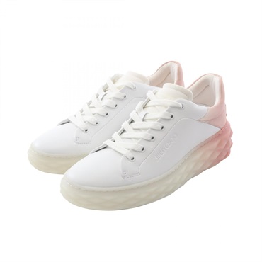 JIMMY CHOO DIAMOND MAXI Sneakers Shoes #37 leather White Pink Women