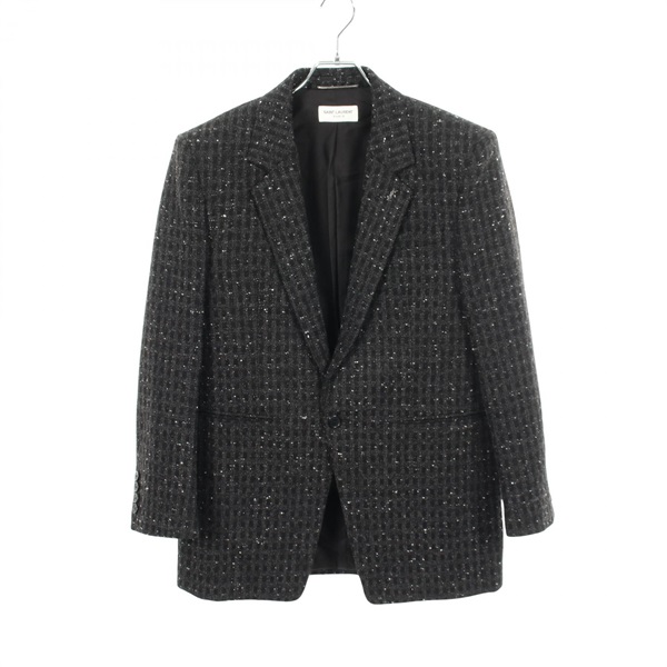 SAINT LAURENT PARIS Allover print tailored Jacket 660071 wool Gray Used mens #48