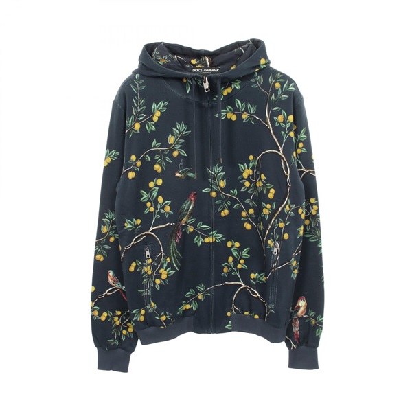 DOLCE & GABBANA Bird print Hoodie G9FX4T cotton Navy Multicolor #48 Used mens