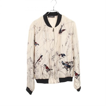 DOLCE & GABBANA Bird pattern padded Blouson G9FW2T silk White Black Multi #50