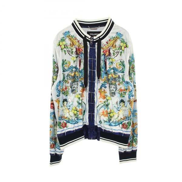 DOLCE & GABBANA Baroque pattern Blouson G9LI4T Nylon White Navy #48 Used mens