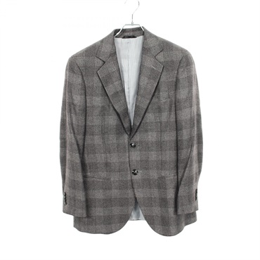 GIORGIO ARMANI Plaid tailored jacket 8WGGG01Z cashmere Gray #48 Used mens