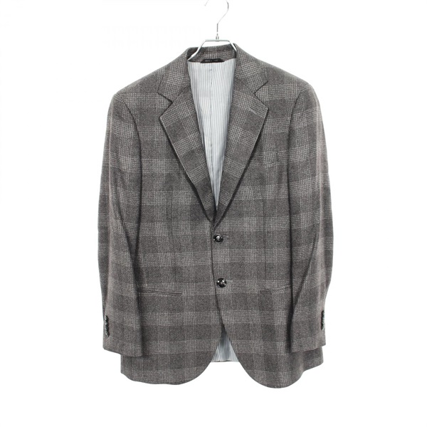 GIORGIO ARMANI Plaid tailored jacket 8WGGG01Z cashmere Gray #48 Used mens