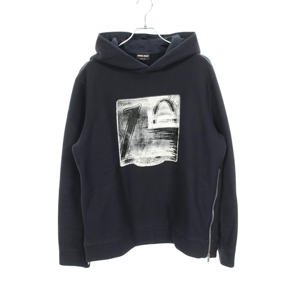 GIORGIO ARMANI Flocky Hoodie 6GSM60 cotton Navy #50 Used mens