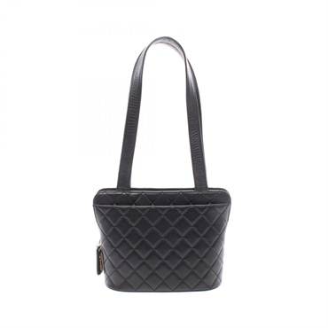 CHANEL Matelasse Shoulder Bag Lambskin Sheep leather Black Used Women Coco CC