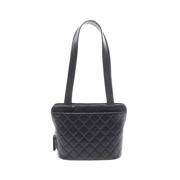 CHANEL Matelasse Shoulder Bag Lambskin Sheep leather Black Used Women Coco CC