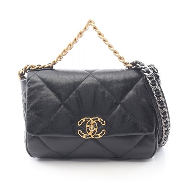 CHANEL 19 Dix-Neuf Matelasse Chain Shoulder Crossbody Handbag AS1160 leather BK