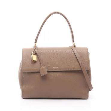 SAINT LAURENT PARIS 2WAY Shoulder Handbag leather Beige Used Women