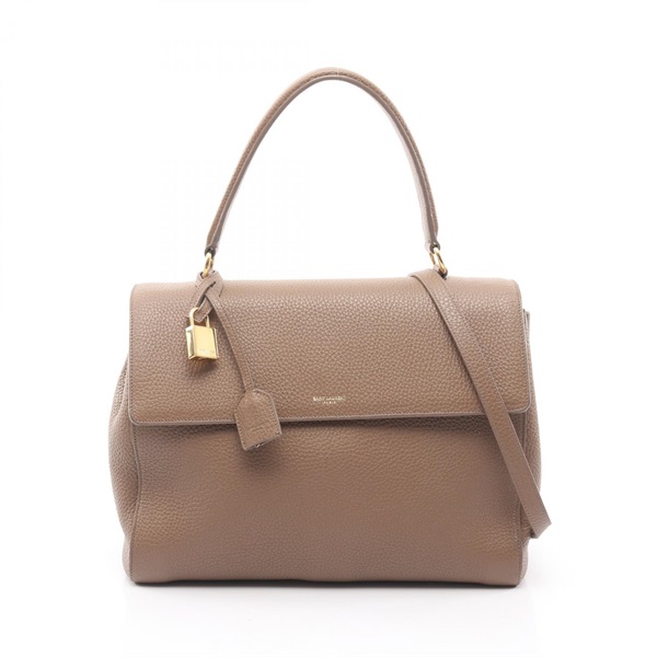 SAINT LAURENT PARIS 2WAY Shoulder Handbag leather Beige Used Women