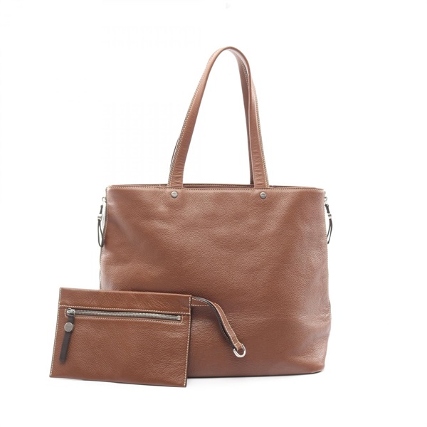 Salvatore Ferragamo Side zip Tote Bag leather Brown Used Women