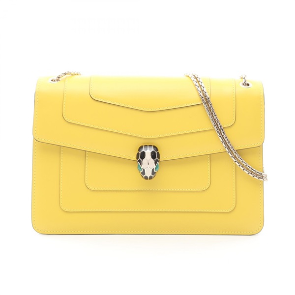 BVLGARI Serpenti Forever Chain Shoulder Bag leather Yellow Used Women