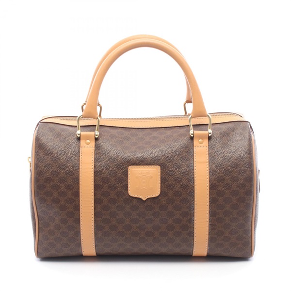 CELINE Macadam Mini Duffel Handbag PVC coated canvas leather Brown Used Women