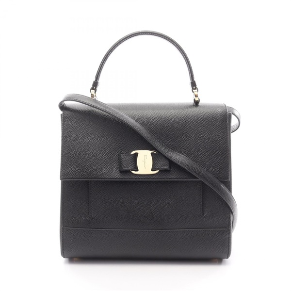 Salvatore Ferragamo Vala Ribbon 2WAY Shoulder Handbag leather Black Used Women