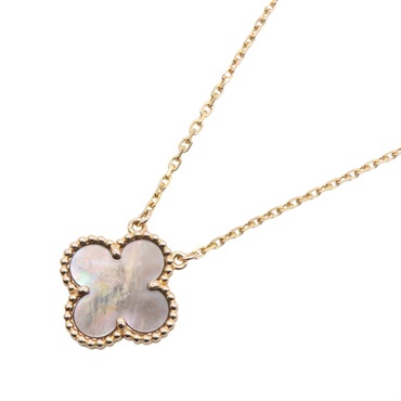 VAN CLEEF & ARPELS Vintage Alhambra Grey Mother-of-Pearl Necklace 18KRG Women