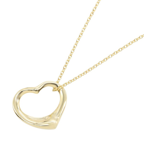 TIFFANY＆CO Open Heart Small Necklace Pendant 18KYG Yellow Gold Used Women